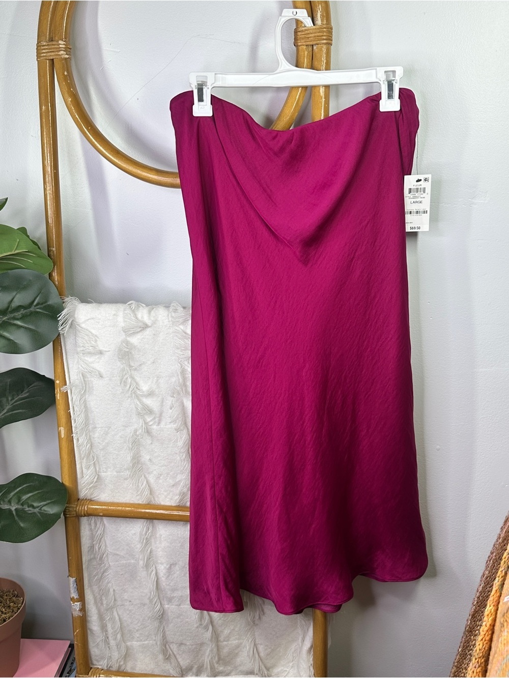NWT INC International Concepts Pink Silk Midi Skirt sz L